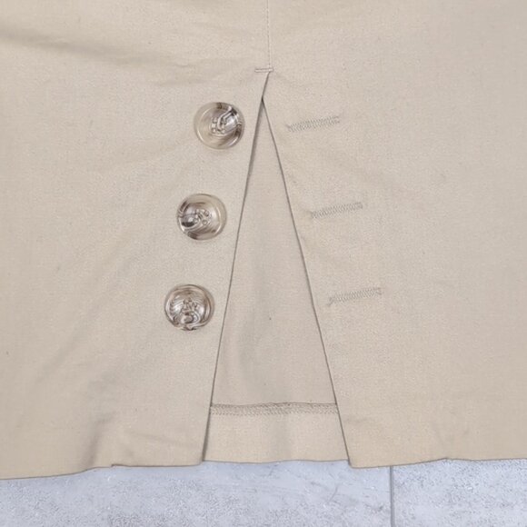Le Chateau Khaki Pencil Skirt Button Slit Pockets Stretch Vintage Y2K Neutral - Picture 6 of 12